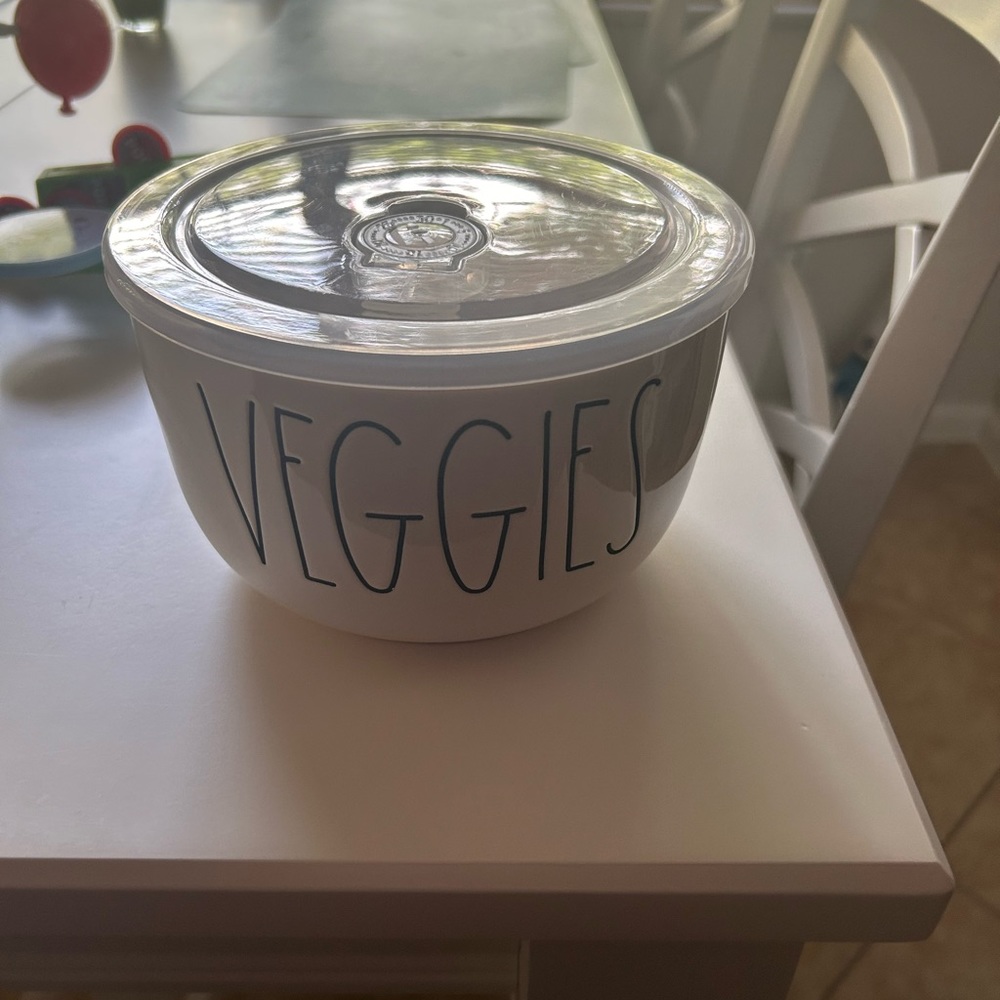 Rae Dunn White Veggies Bowl with Lid